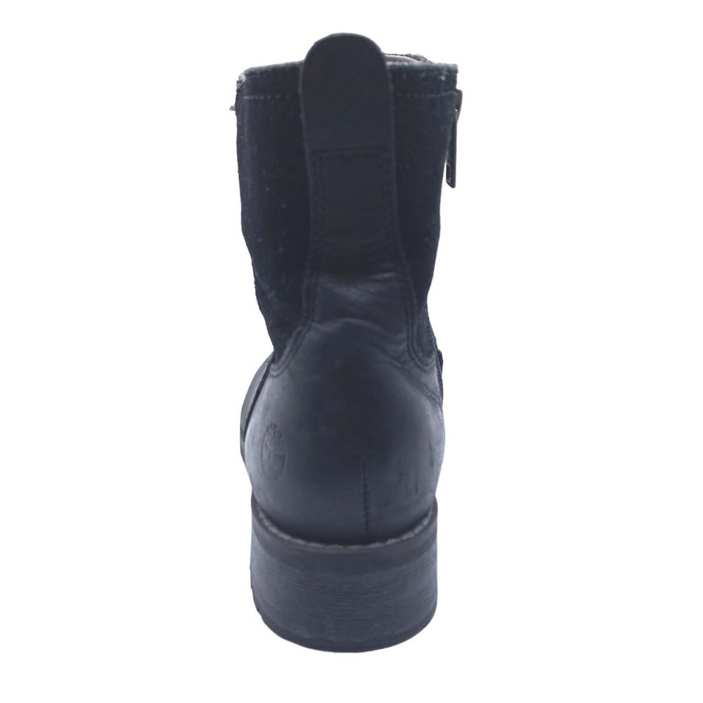 Timberland Bethel Biker Winter Boots Black Suede Zip Size 6.5 37.5 Chunky Lug - Picture 5 of 9